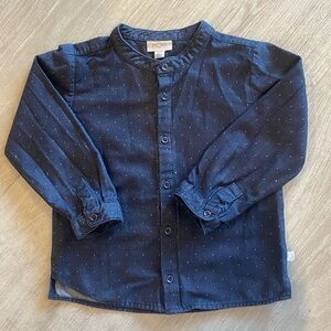 Mori (London) boy navy polka dots shirt 4T